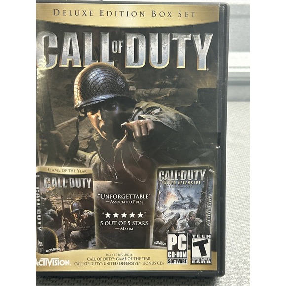 Vintage Call of Duty Deluxe Edition PC Game Box Set GOTY United Offensive CDs Ma